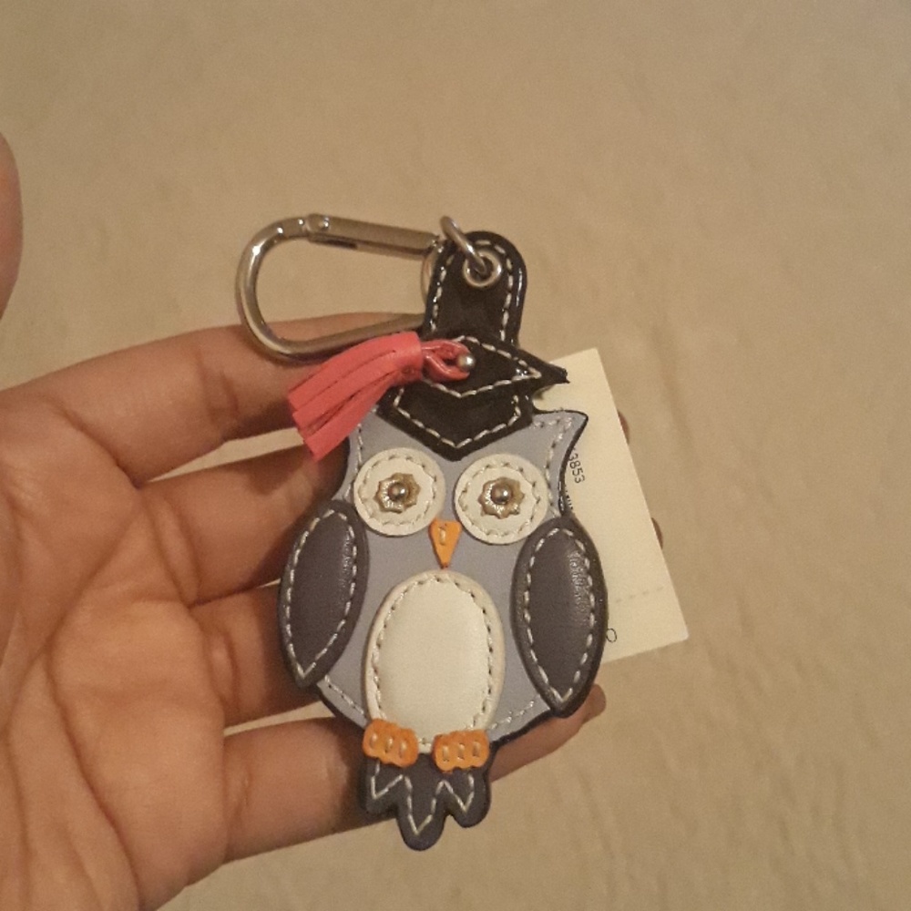 Coach Graduate Owl keychain charm